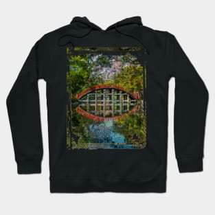 Japanese Garden Red Bridge Water Trees Collage Art 87 Hoodie